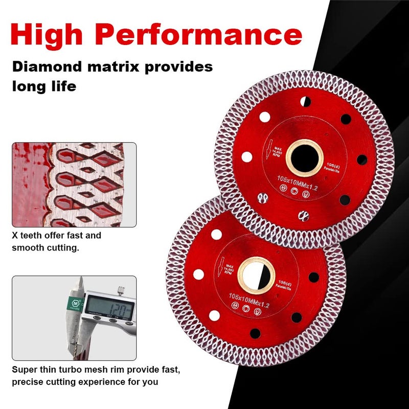 Casaverde 4inch Super Thin Diamond Porcelain Blade for Cutting Porcelain Tile Granite Marbles (DC-SXSB01-2pc)…… - Image 4