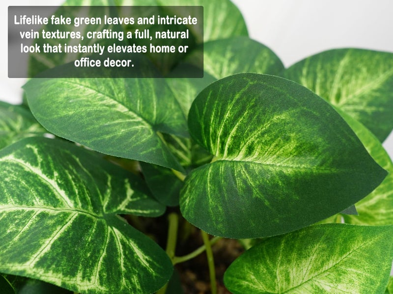 VOELIGT 2 Fake Pothos Hanging Plants Artificial Pothos Plant with Pots Faux Hanging Plants Office Decor Low Maintenance Fake Vines Artificial Greenery for Indoor - Green & Yellow - Image 3