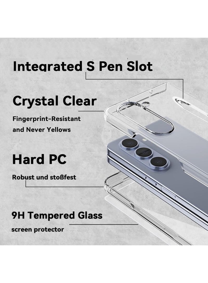 Captaintech Compatible with Samsung Galaxy Z Fold 7 Phone Case with Pen Holder and Pen, Built-in Screen Protector, Anti-yellowing Full Protection Phone Case for Z Fold 7 【Non-Original Pen】 (Clear) - Image 2