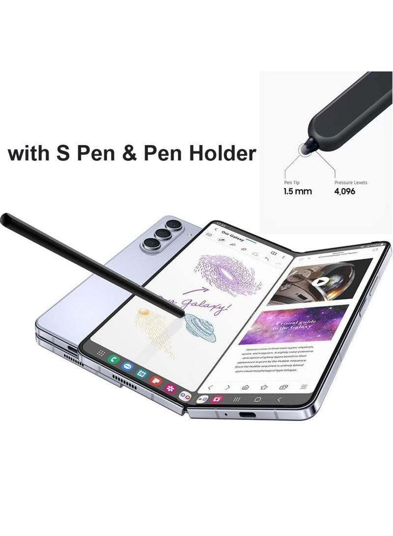 Captaintech Compatible with Samsung Galaxy Z Fold 7 Phone Case with Pen Holder and Pen, Built-in Screen Protector, Anti-yellowing Full Protection Phone Case for Z Fold 7 【Non-Original Pen】 (Clear) - Image 3