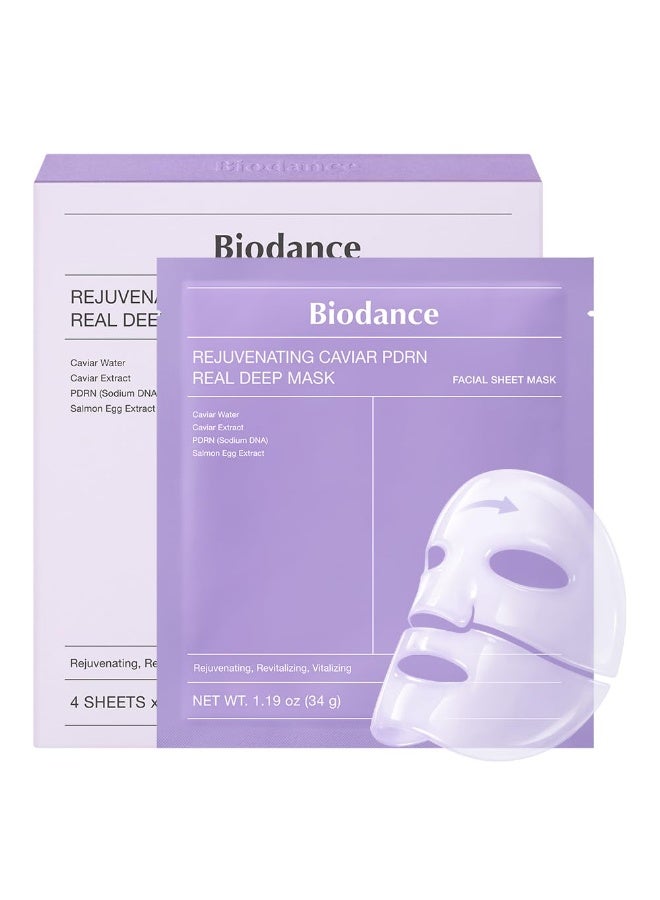 BIODANCE Rejuvenating Caviar PDRN Real Deep Mask, Overnight Hydrogel Face Mask, Skin Firming, Radiance, Enhancing Skin Recovery, Korean Skin Care, Self Care Gifts for Women | 1.19oz(34g) x 4ea - Image 1