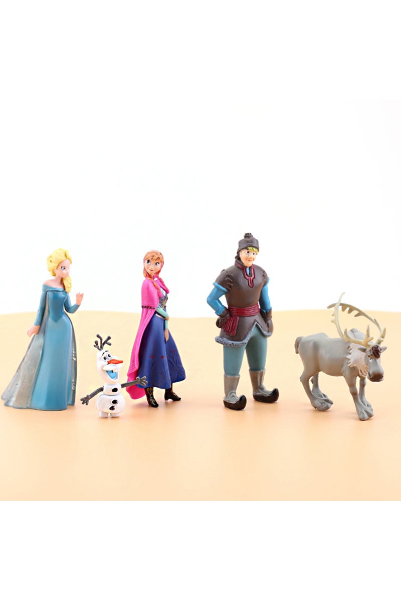 إيروريكس مجموعة من 5 قطع من دمى شخصيات فيلم فروزن: أميرات الثلج آنا، إلسا، كريستوف، سفين، وأولاف، مصنوعة من مادة PVC... - Image 4