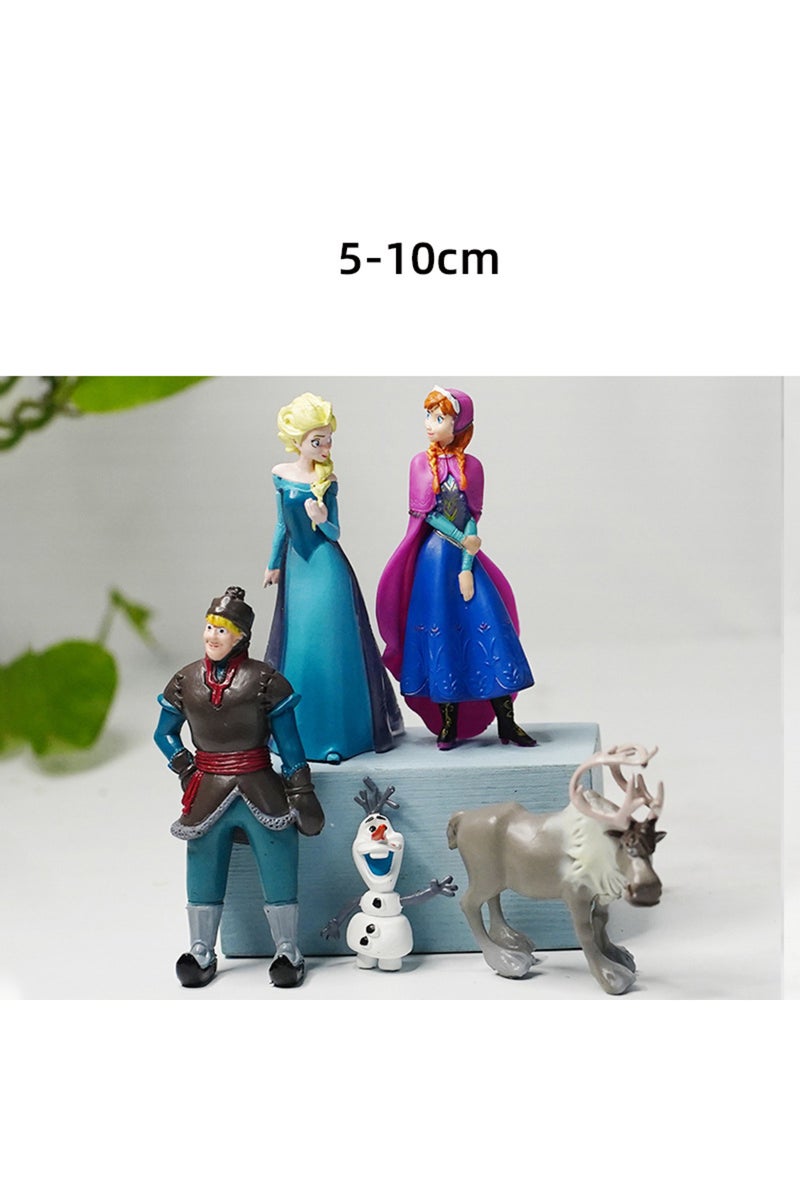 إيروريكس مجموعة من 5 قطع من دمى شخصيات فيلم فروزن: أميرات الثلج آنا، إلسا، كريستوف، سفين، وأولاف، مصنوعة من مادة PVC... - Image 1