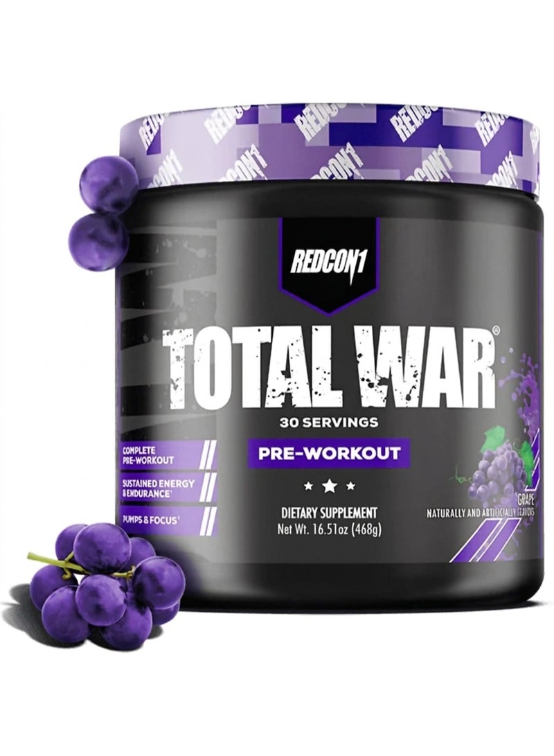 Redcon1 Total War Pre Workout Supplement - 30 Servings (Grape Flavor) - Image 1