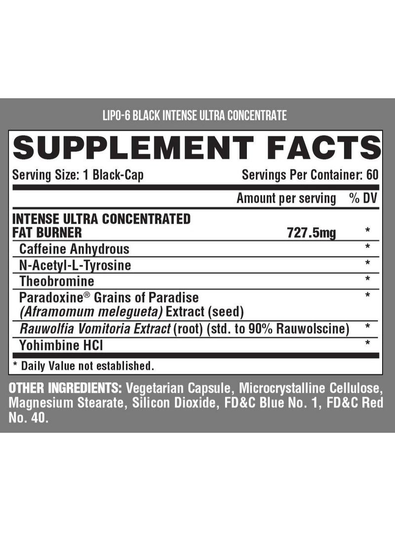 Nutrex Research - Lipo 6 Black Intense Ultra Concentrate Intense Fat Burner 60 Capsules - Image 1
