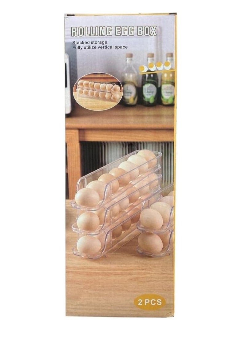 Generic - Stand - egg organizer shelf for the refrigerator, rolling, 2 levels, transparent acrylic - Image 1