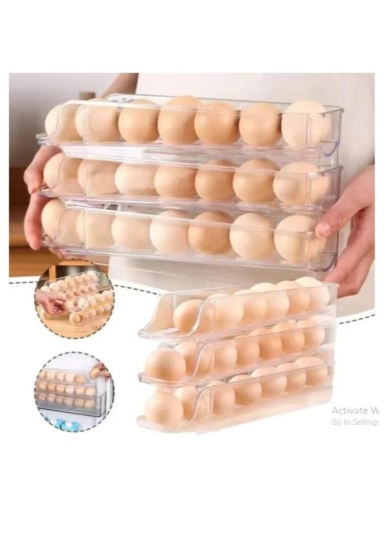 Generic - Stand - egg organizer shelf for the refrigerator, rolling, 2 levels, transparent acrylic - Image 1