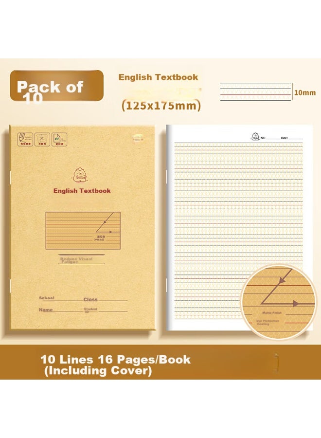 Kaba Bear Kabaxiong Eye-protecting Thickened English Notebook, 36k/160 Sheets, English Homework Practice Notebook, 10-pack Set - Image 2