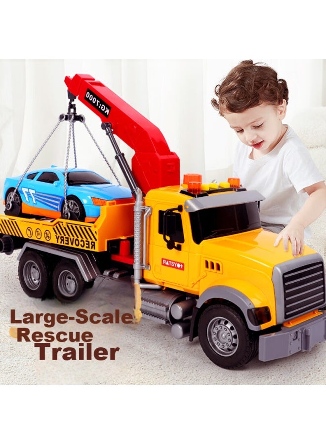Xst Children's Trailer Toy, Transport Flatbed Truck, Sound And Light, Large Size, Road Rescue Crane, Obstacle Removal Vehicle, Gift For Boys - Image 1