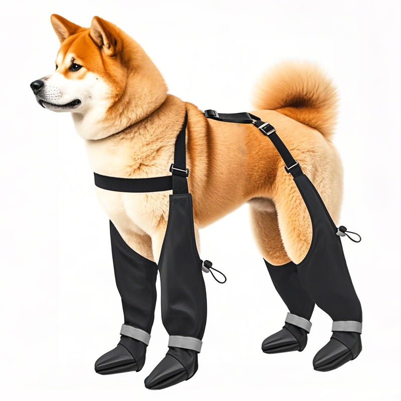 YAQUHO Suspender Dog Boots for Large Dogs Tall Waterproof Dog Rain Booties AntiSlip Snow Dog Shoes Leggings Adjustable Paws Protector for Outdoor Dogs Walking Hiking L - Image 2