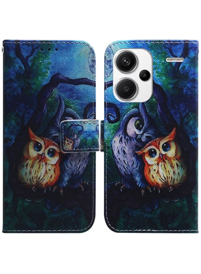 Case Cover For Xiaomi Redmi Note 13 Pro Plus 5G Coloured Drawing Flip Leather Phone Case Oil Painting Owl