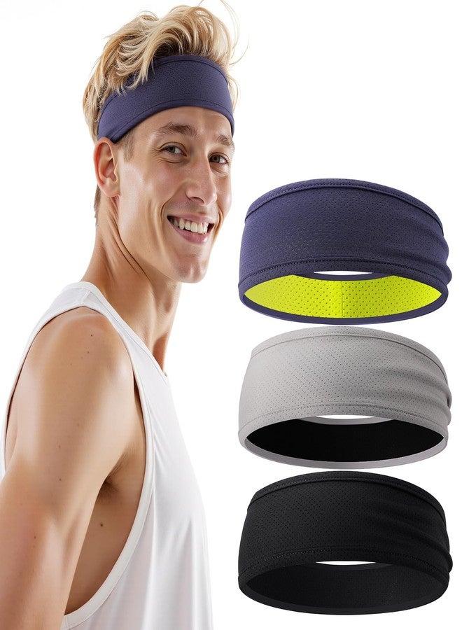 Braylin Men's Headband, 3-Pack Men's Sweatband, Sports Headband for Running, Cycling, Basketball, Fitness Workout, Unisex Headbands - Image 1