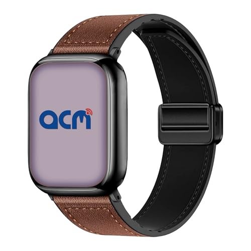 ACM Watch Strap Leather Magnetic Silicone 20mm compatible with Samsung Galaxy Watch 6 Classic 44mm & 47mm Smartwatch Belt Luxury Band Brown - Image 2