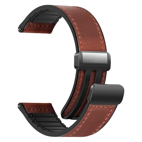 ACM Watch Strap Leather Magnetic Silicone 20mm compatible with Samsung Galaxy Watch 6 Classic 44mm & 47mm Smartwatch Belt Luxury Band Brown - Image 3