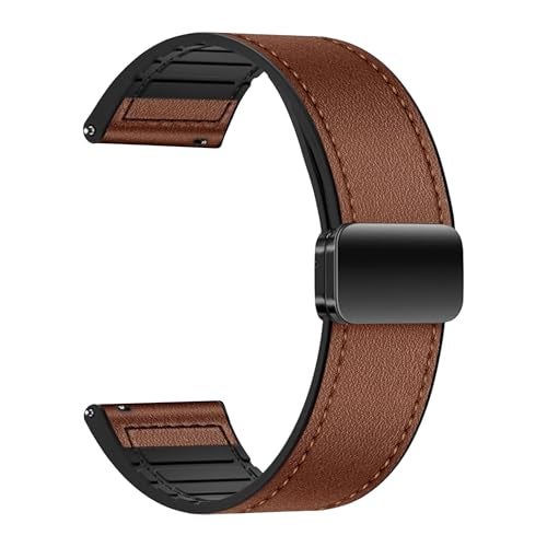 ACM Watch Strap Leather Magnetic Silicone 20mm compatible with Samsung Galaxy Watch 6 Classic 44mm & 47mm Smartwatch Belt Luxury Band Brown - Image 1