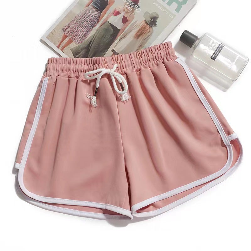 Summer Beach Casual Sports Shorts Womens plus size Loose Fitness Running Hot Pants Wide Leg Pants Outer Wear Yoga Shorts Pink 