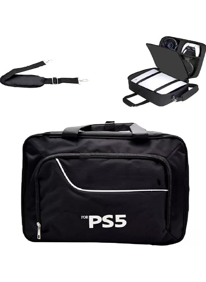 TYCOM Travel Storage Cross Bag For PS5, - Luxury Waterproof Shoulder Bag For Playstation 5, Console & Accessories Storage Organizer (Black)  - Image 1