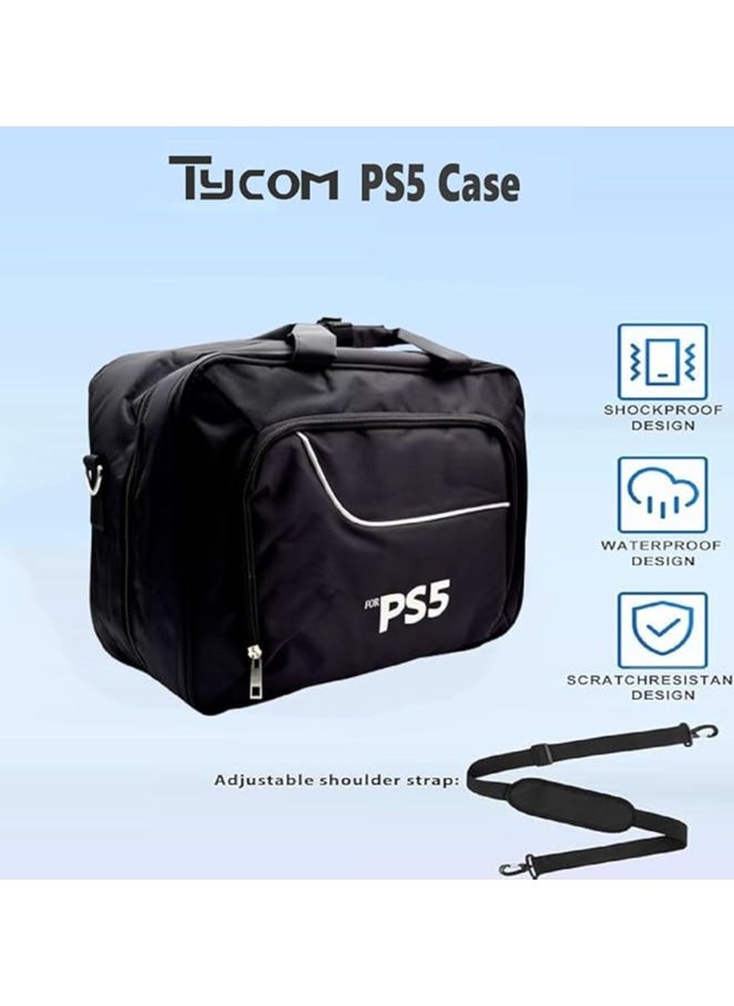 TYCOM Travel Storage Cross Bag For PS5, - Luxury Waterproof Shoulder Bag For Playstation 5, Console & Accessories Storage Organizer (Black)  - Image 3