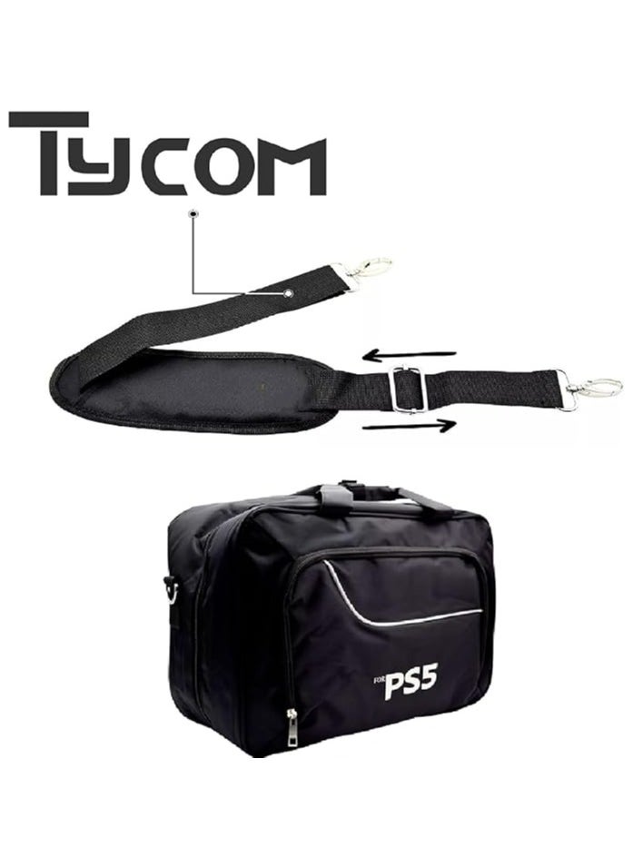 TYCOM Travel Storage Cross Bag For PS5, - Luxury Waterproof Shoulder Bag For Playstation 5, Console & Accessories Storage Organizer (Black)  - Image 2