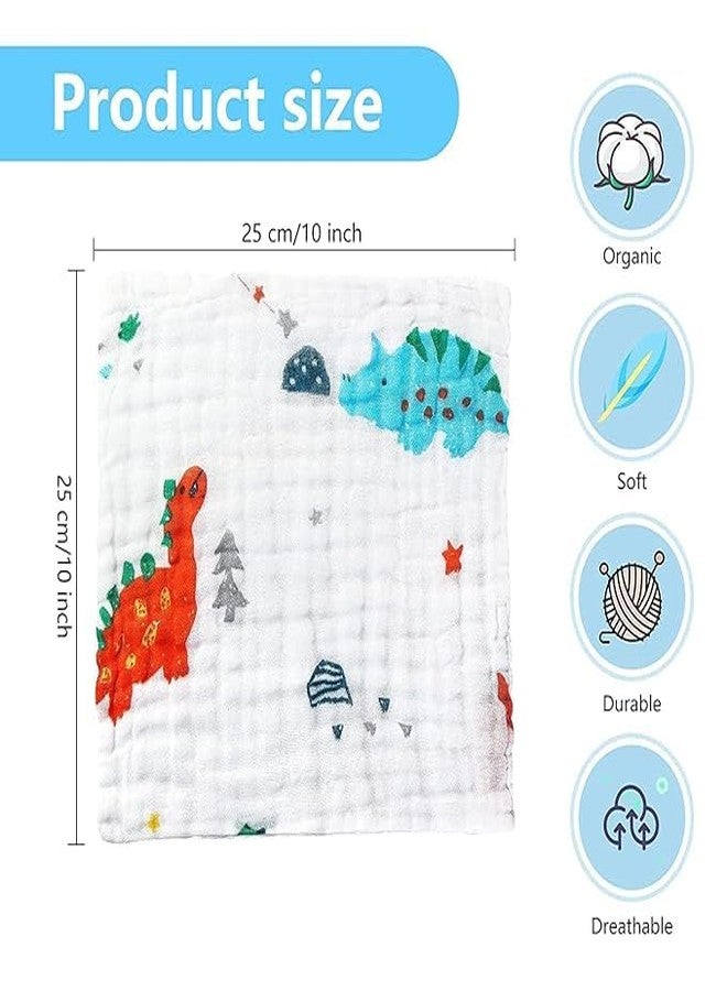 VEWIKZY Muslin Cotton Face Towels for New Born Baby | Extra Soft Hankies Reusable Napkins for Infants Toddlers | Baby Care Soft & Absorbent | Random Prints | Pack of 5 - Image 2