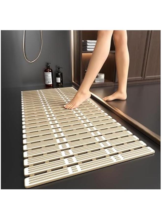 هوكور سجادة حوض استحمام غير قابلة للانزلاق من بيكبيس - 35 × 15 انش من المطاط الحراري المرن والبولي بروبيلين، سجادة حمام ناعمة مضادة للانزلاق لحوض الاستحمام، سجادة ارضية الدش مع اكواب شفط قوية وفتحات تصريف - Image 1