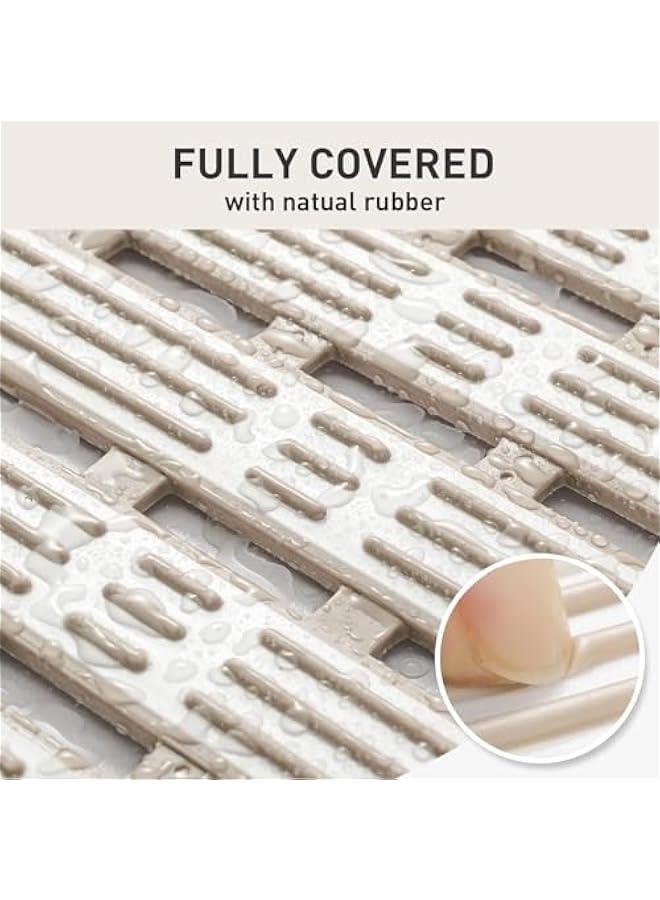 هوكور سجادة حوض استحمام غير قابلة للانزلاق من بيكبيس - 35 × 15 انش من المطاط الحراري المرن والبولي بروبيلين، سجادة حمام ناعمة مضادة للانزلاق لحوض الاستحمام، سجادة ارضية الدش مع اكواب شفط قوية وفتحات تصريف - Image 4