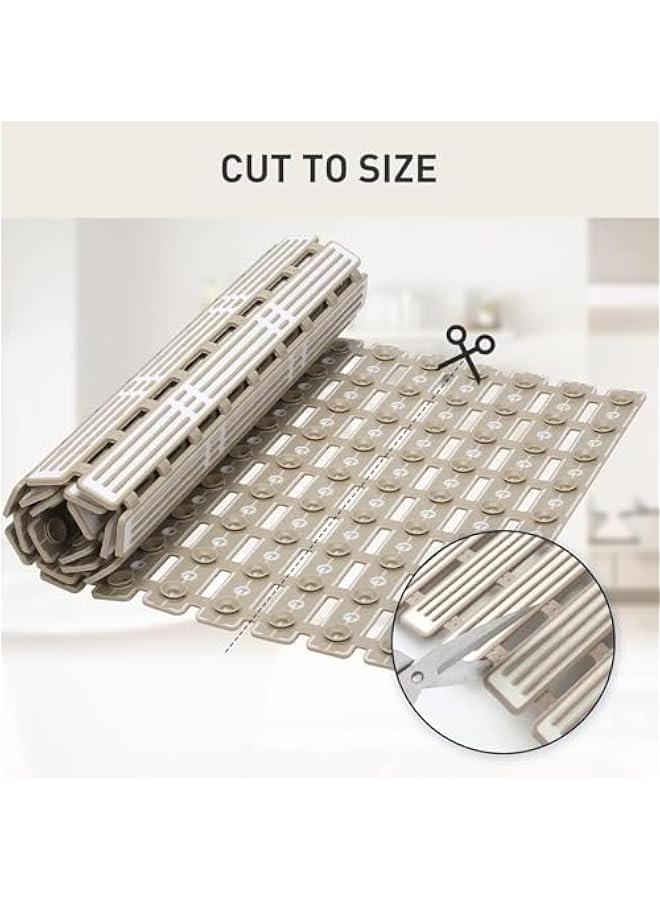 هوكور سجادة حوض استحمام غير قابلة للانزلاق من بيكبيس - 35 × 15 انش من المطاط الحراري المرن والبولي بروبيلين، سجادة حمام ناعمة مضادة للانزلاق لحوض الاستحمام، سجادة ارضية الدش مع اكواب شفط قوية وفتحات تصريف - Image 5