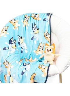 Jay Franco Jay Franco Bingo Plush Mini Pillow Buddy & 40 x 50 Inch Travel Throw Set - Kids Super Soft 2 Piece Bluey Blanket Set  - Image 1