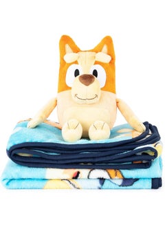 Jay Franco Jay Franco Bingo Plush Mini Pillow Buddy & 40 x 50 Inch Travel Throw Set - Kids Super Soft 2 Piece Bluey Blanket Set  - Image 3