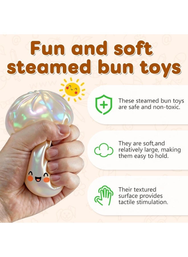 GIOIO Dumpling Squishies Toy, Giant Glitter Dumpling, Colorful Steamed Bun Stress Balls Fidget Sensory Toy,Squeeze Dough Ball Stress Relief Hand Toys with Food Steamer Stretchy Desk Toys - Image 4