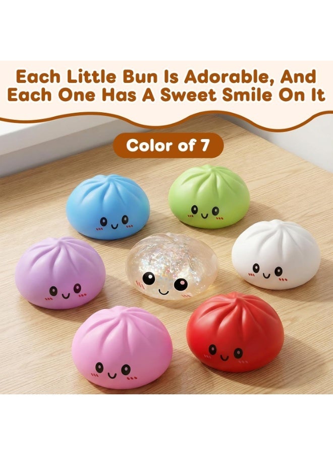 GIOIO Dumpling Squishies Toy, Giant Glitter Dumpling, Colorful Steamed Bun Stress Balls Fidget Sensory Toy,Squeeze Dough Ball Stress Relief Hand Toys with Food Steamer Stretchy Desk Toys - Image 5