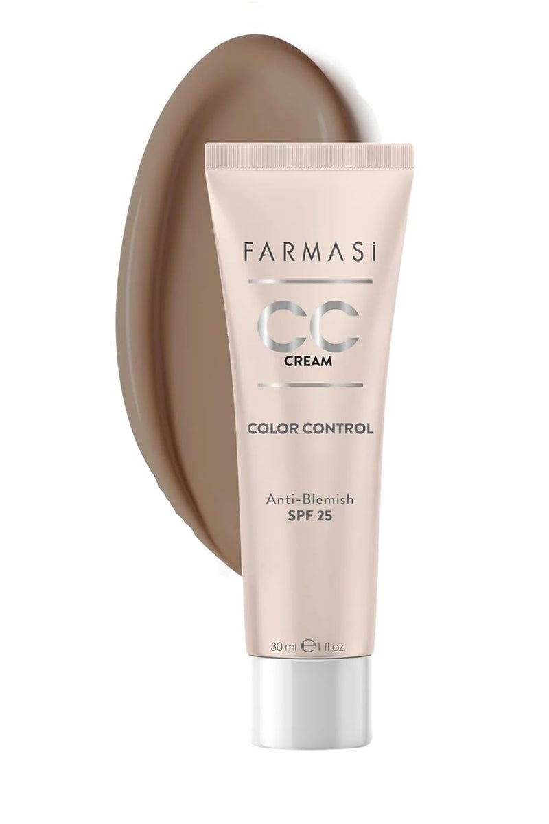 FARMASi CC Color Control Cream Natural and Flawless Finish Enriched Formula with Multimineral  Spf 25 AllDay Hold All Skin Types 1 fl oz 06 Deep