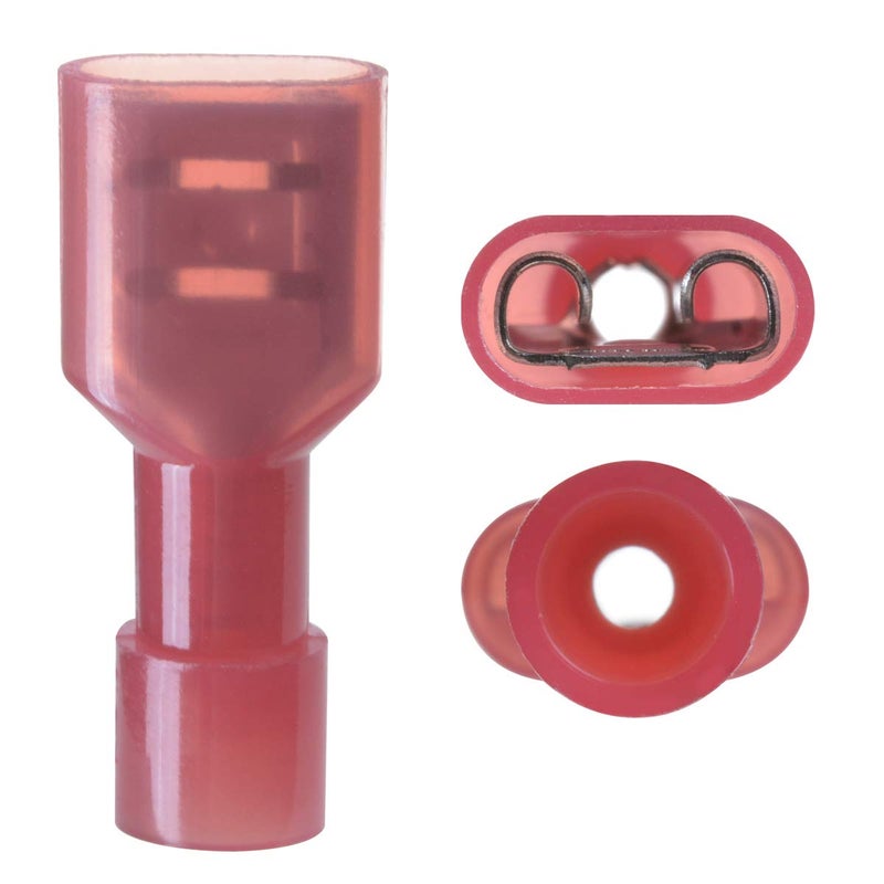 XHF 22-16 AWG 500 Pcs Female Spade Disconnect Connectors Terminals Nylon Fully Insulated Quick Crimp Wire Connectors Red - Image 2