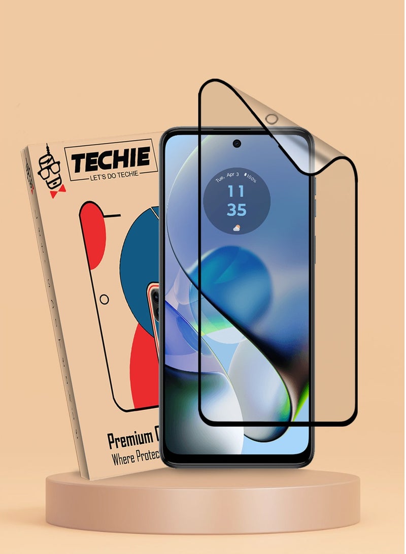 Techie فيلم حماية شاشة غير لامع 9D لهاتف موتورولا موتو G54 5G - شعور سلس مقاوم للبصمات خالي من الفقاعات - Image 1