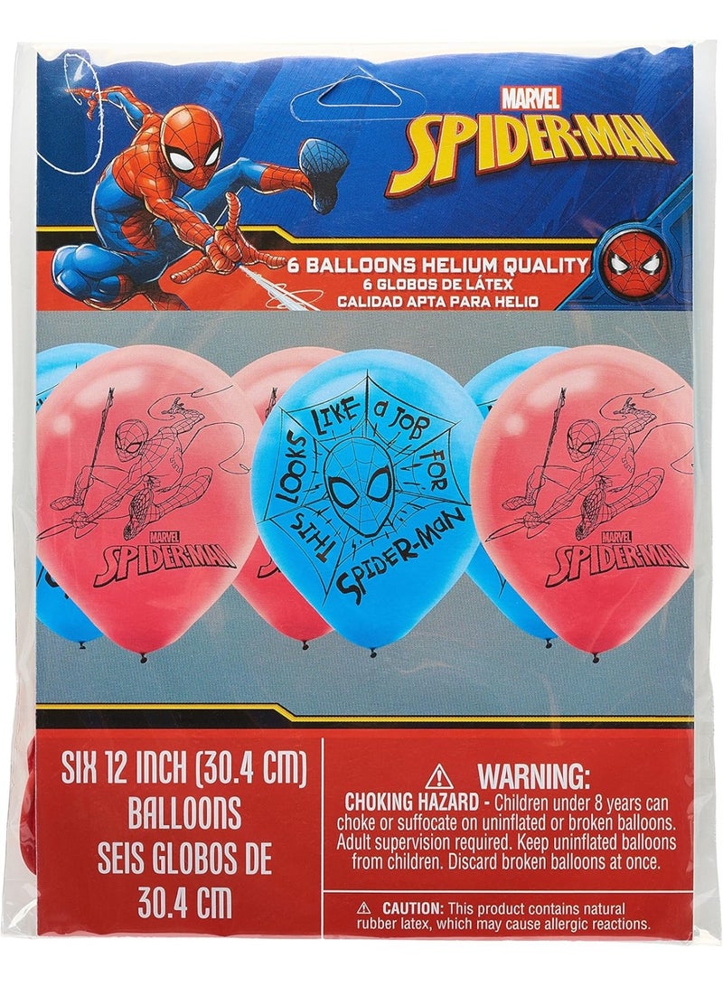 Amscan Spectacular Spider-Man Webbed Wonder Latex Balloon Decorating Kit - 12" (Pack of 6) | Marvel-Themed Latex Balloons with Exciting Paper Add-Ons | Perfect for Kids' Birthday Parties & Superhero Events - Image 2