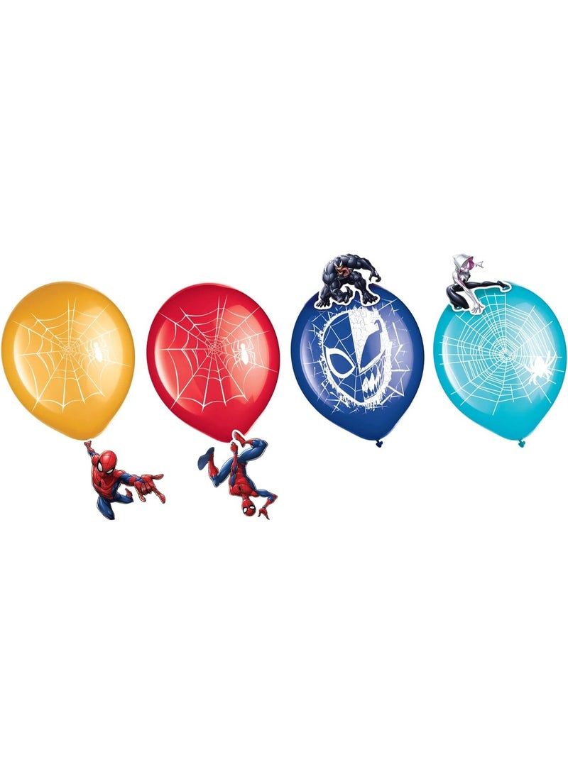 Amscan Spectacular Spider-Man Webbed Wonder Latex Balloon Decorating Kit - 12" (Pack of 6) | Marvel-Themed Latex Balloons with Exciting Paper Add-Ons | Perfect for Kids' Birthday Parties & Superhero Events - Image 1