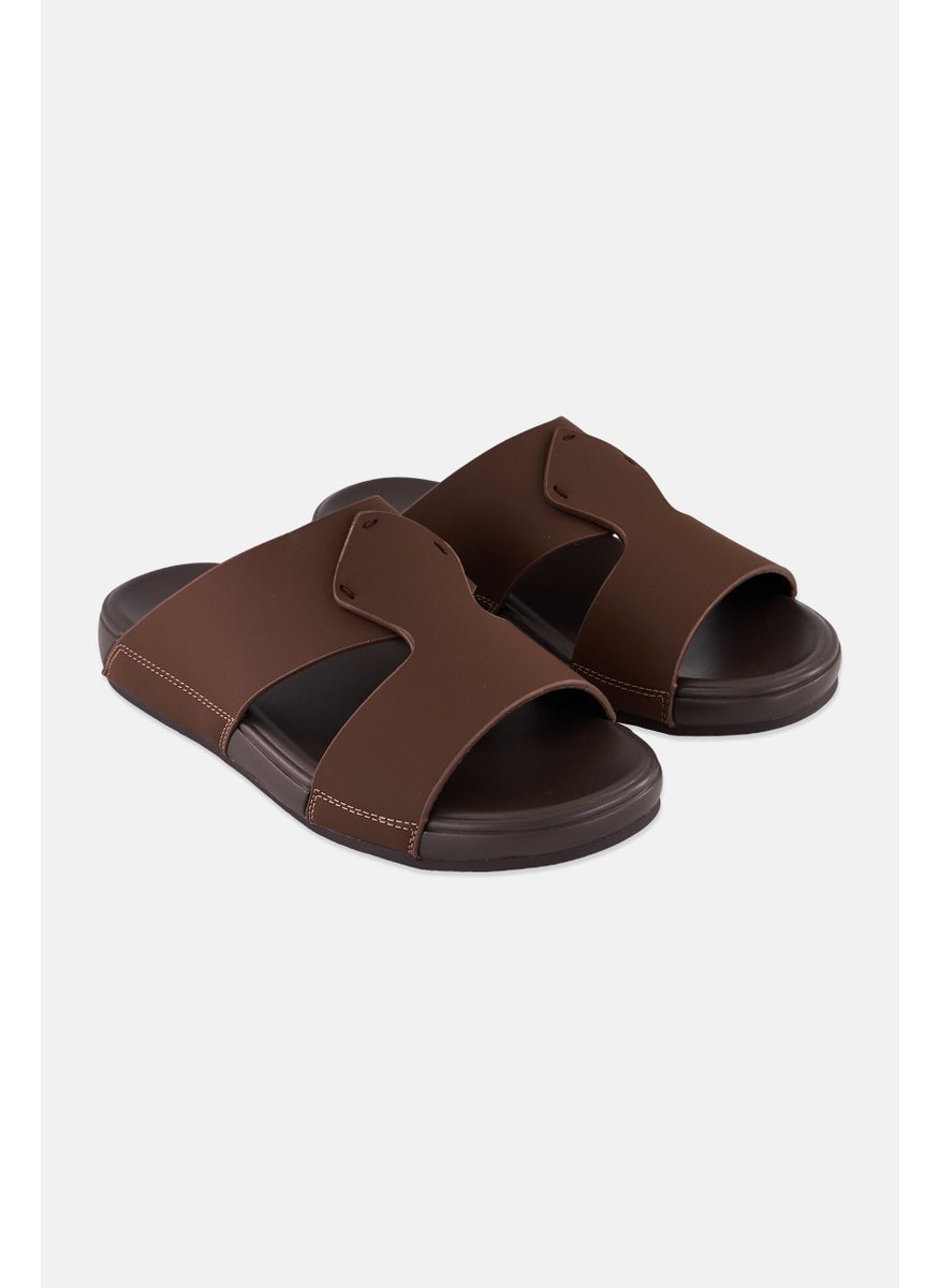 Algspar Men Slip On Arabic Sandals, Brown  - Image 1