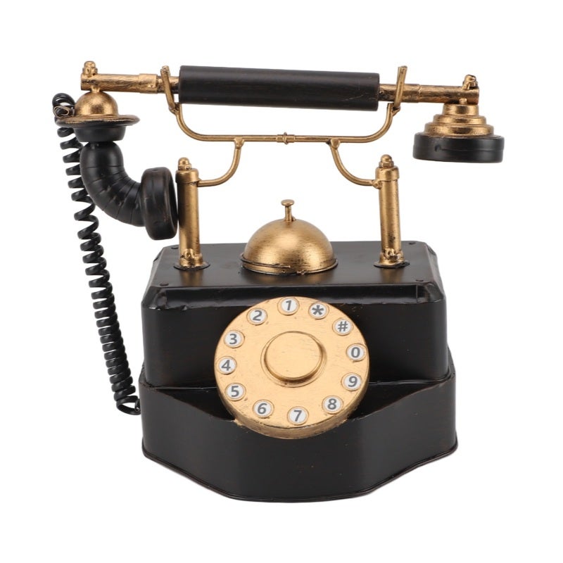 Retro Rotary Phone: 26x17x22cm Iron Art Material - Unique Vintage Nostalgic Design Vintage Rotary Telephone for Home Bar Cafe Decor & Movie Stage Props - Image 1