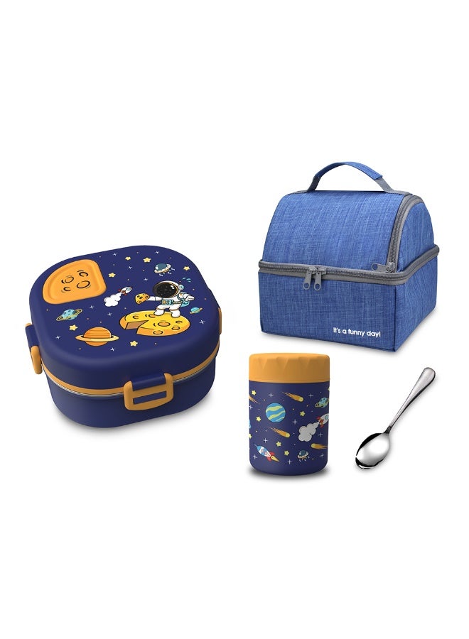 i diD Lunch Box Stainless Steel With Jar, Spoon and Bag, BPA FREE - Image 1