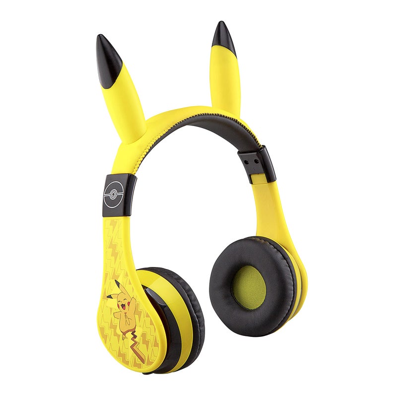 eKids Pokemon Kids Bluetooth Headphones, Wireless Headphones with Microphone Includes Aux Cord, Volume Reduced Kids Foldable Headphones for School, Home, or Travel,Yellow - Image 1