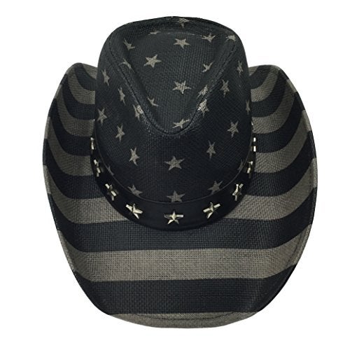 grinderPUNCH American Flag USA Cowboy Hat - Men and Women - Black Gray - Image 2