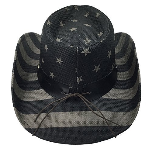 grinderPUNCH American Flag USA Cowboy Hat - Men and Women - Black Gray - Image 3