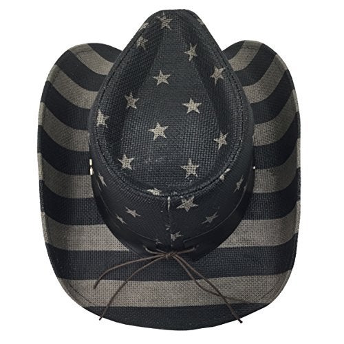 grinderPUNCH American Flag USA Cowboy Hat - Men and Women - Black Gray - Image 4
