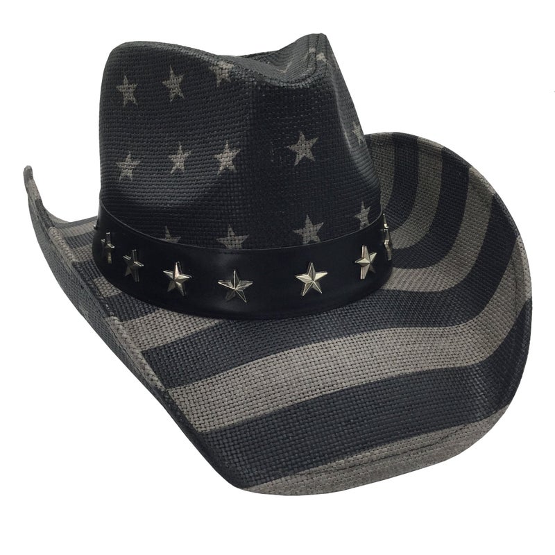 grinderPUNCH American Flag USA Cowboy Hat - Men and Women - Black Gray - Image 5