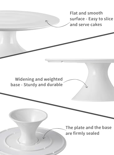 Kanwone 10-Inch Porcelain Cake Stand, Cake Plate, Dessert Stand, Cake Stand for Party, Home Decorating Stand, White - Image 3