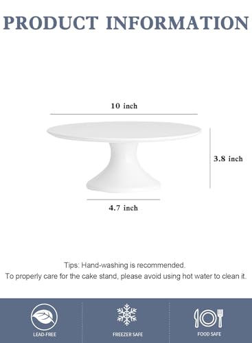 Kanwone 10-Inch Porcelain Cake Stand, Cake Plate, Dessert Stand, Cake Stand for Party, Home Decorating Stand, White - Image 2