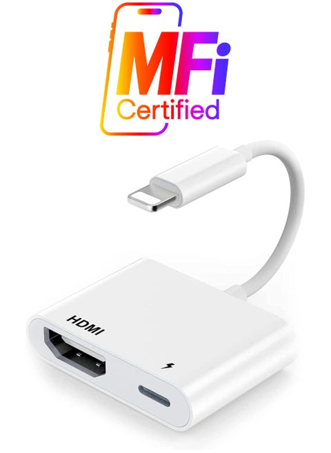 Adapter for iPhone to TV,iPad to HDMI,1080P HD Digital AV Adapter(No Need Power) Video & Audio Sync Screen Connector Compatibility with iPhone 14/13/12/11/X/8