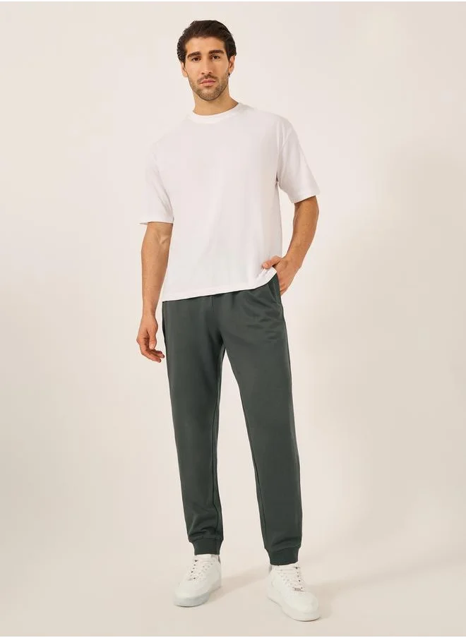 Styli Styli Mid Rise Slim Fit Rib Cuffed Joggers