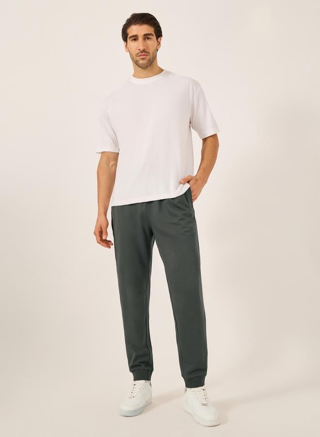 Styli Mid Rise Slim Fit Rib Cuffed Joggers - Image 2