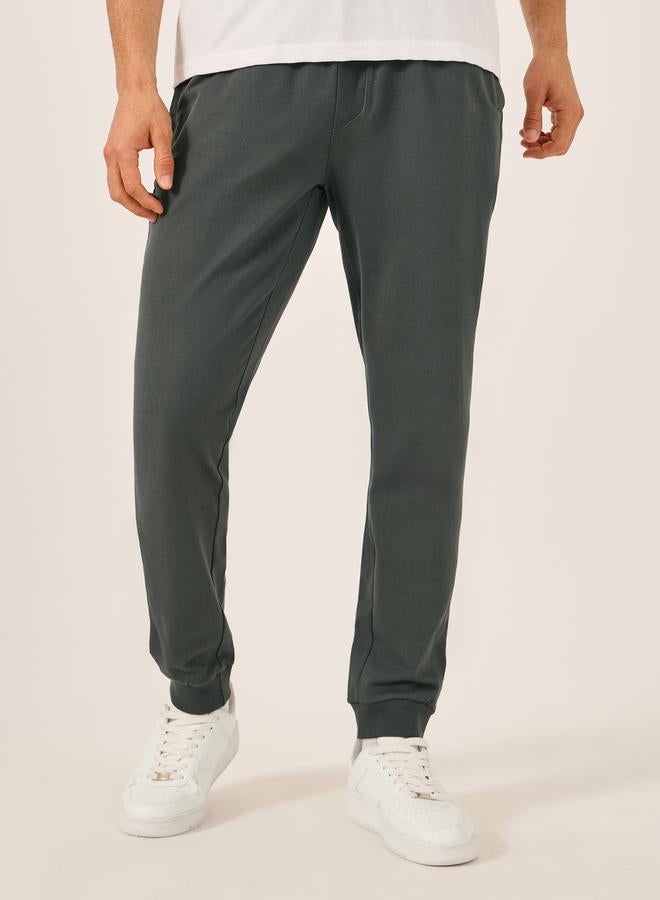Styli Mid Rise Slim Fit Rib Cuffed Joggers - Image 1